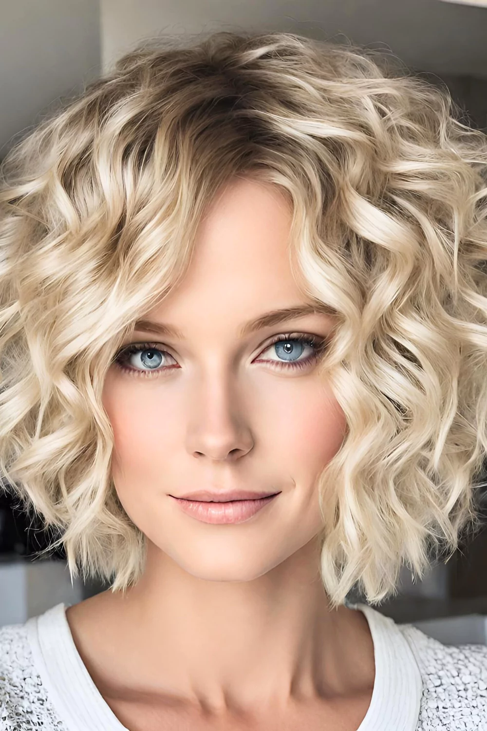 blonde short curly hairstyle, short hair styles